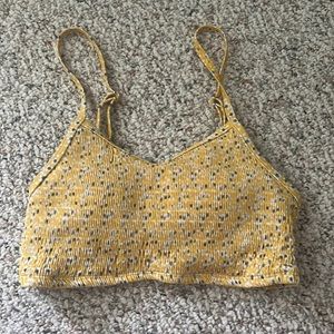 Yellow floral bikini top